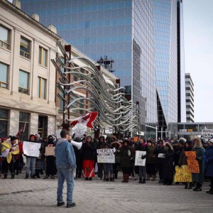 Rally to protest the acquittal of Gerald Stanley in Regina, SK.